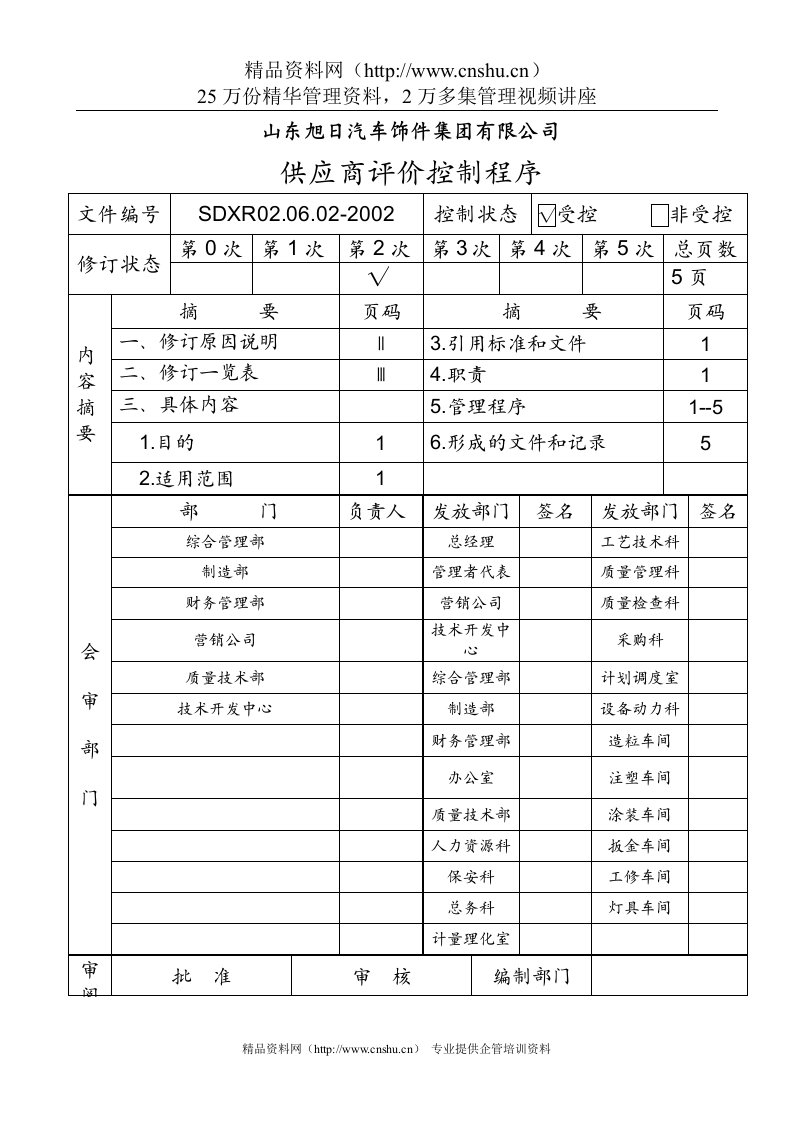 4.6.2供应商评价控制程序