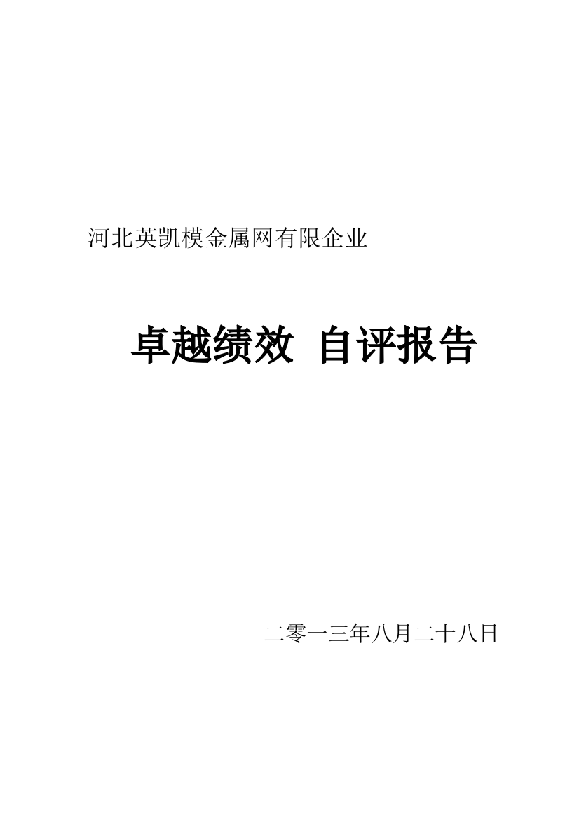 金属网有限公司卓越绩效自评报告