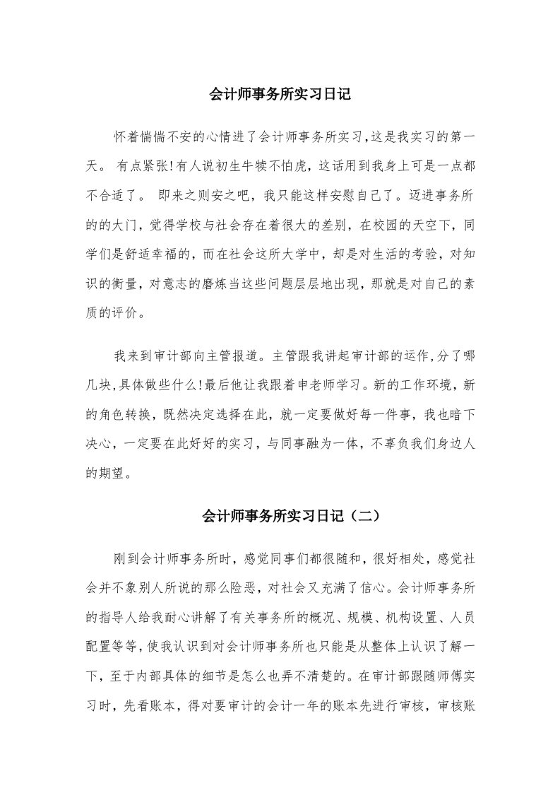 会计师事务所实习日记