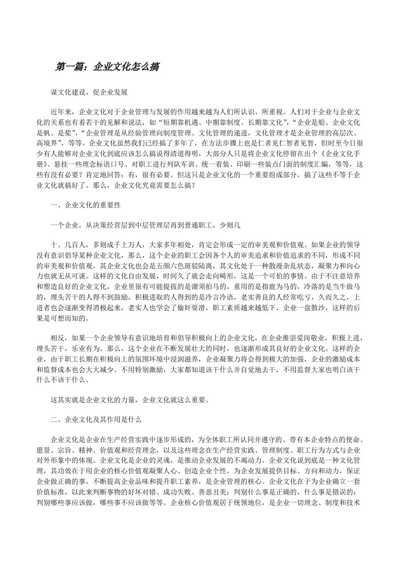 企业文化怎么搞（范文大全）[修改版]