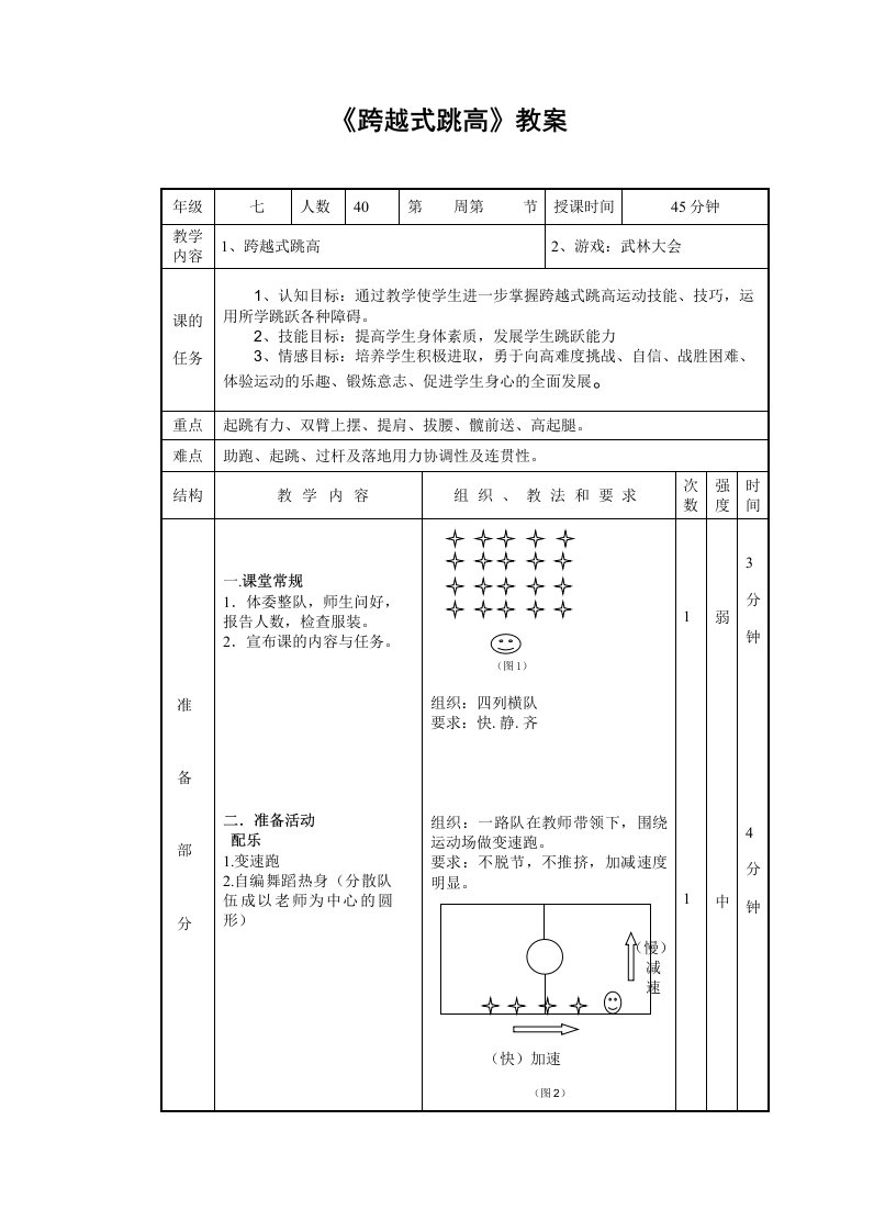 七年级跨越式跳高教案