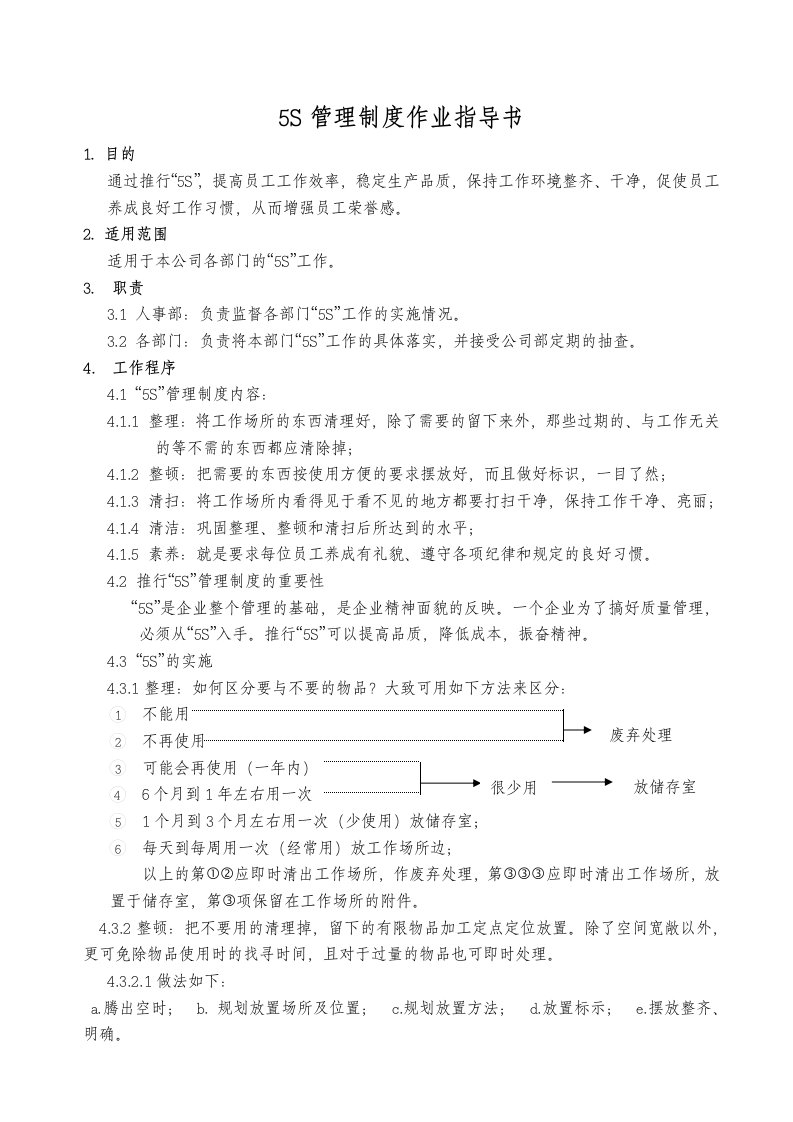 5S管理制度作业指导书