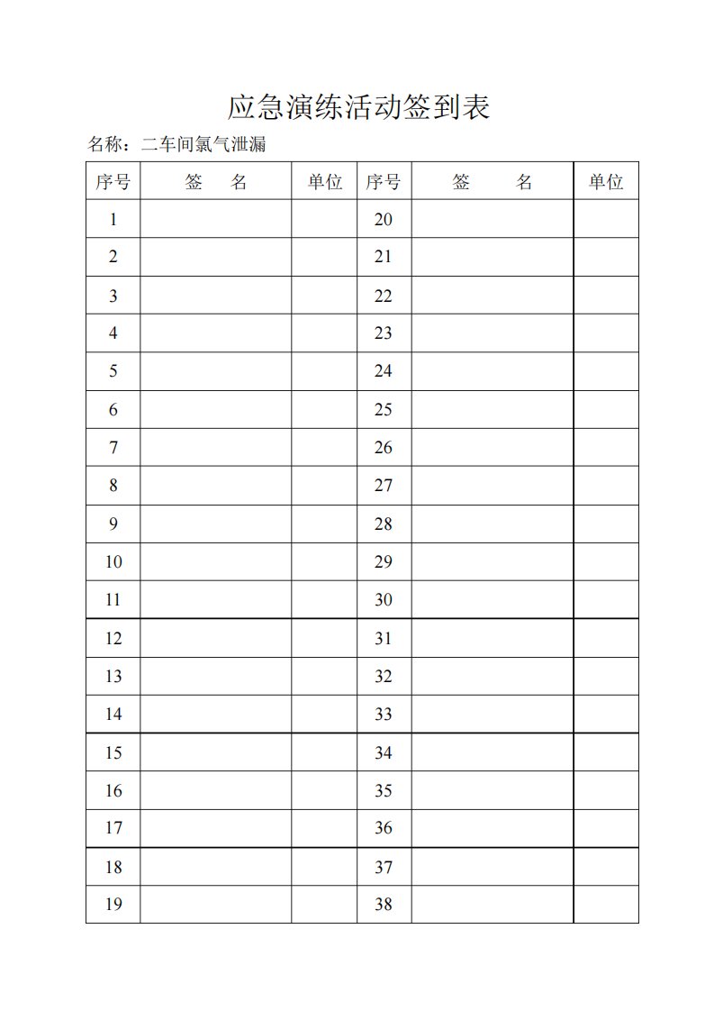 消防应急演练活动签到表