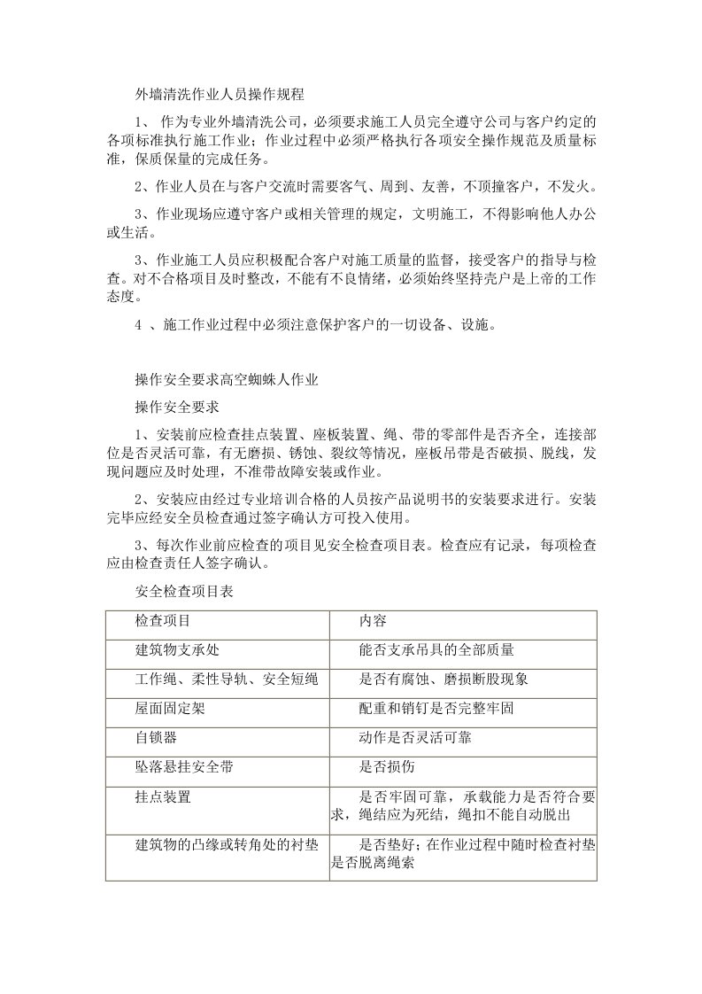 外墙清洗作业人员操作规程