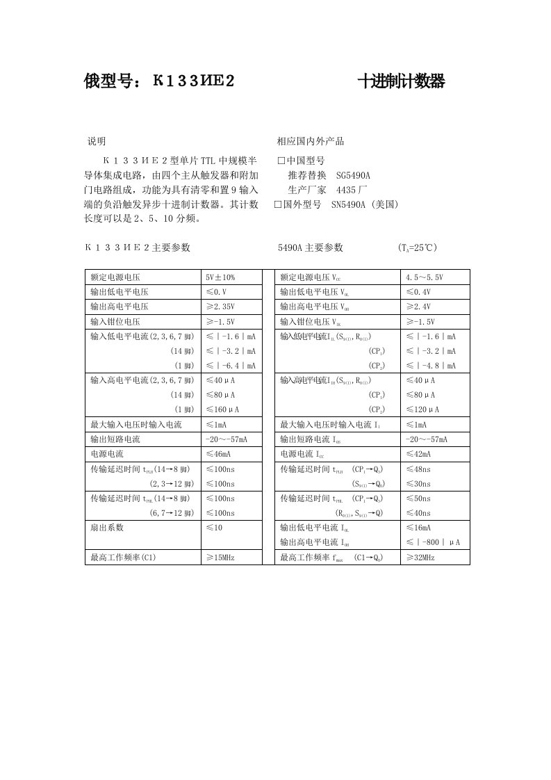 编俄罗斯电子器件对照手册