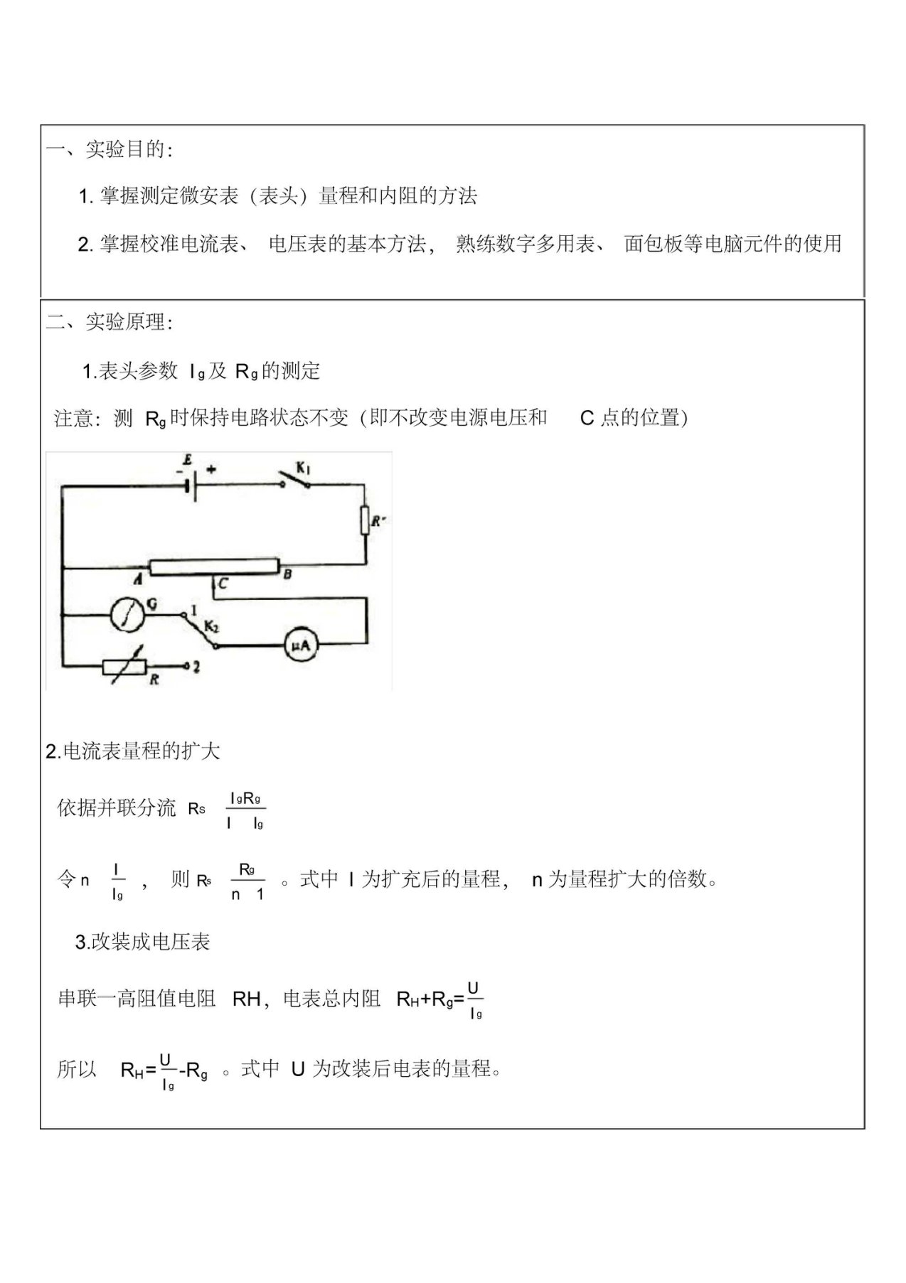 电表改装实验报告