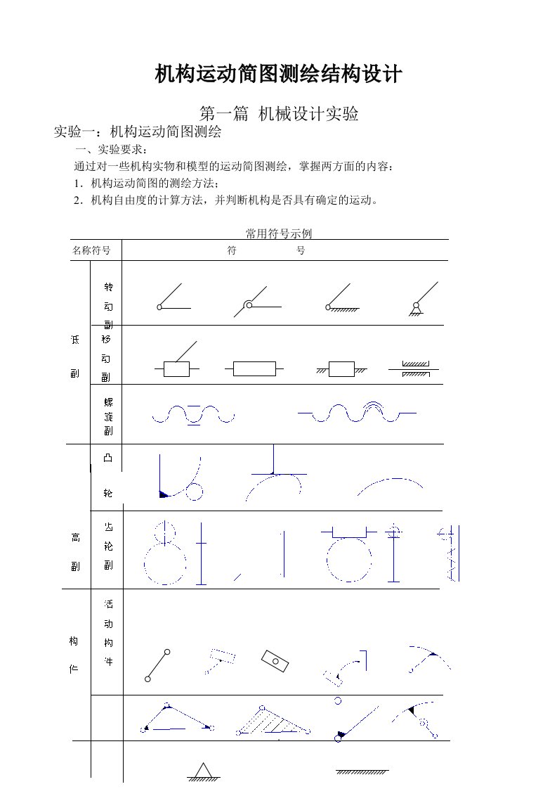 机构运动简图测绘结构设计