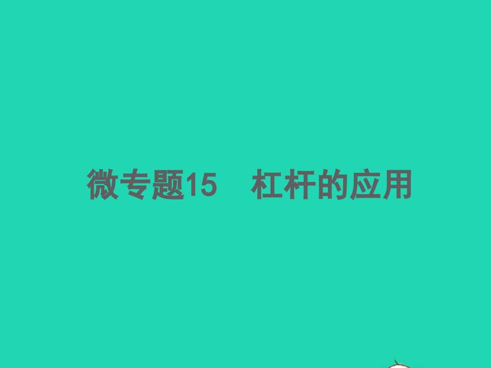 2022中考物理微专题15杠杆的应用精讲本课件