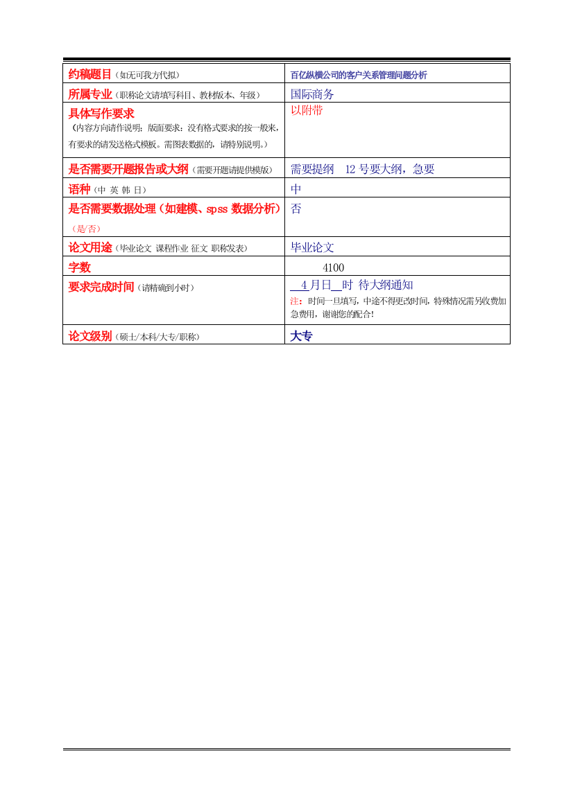 002论文约稿申请表