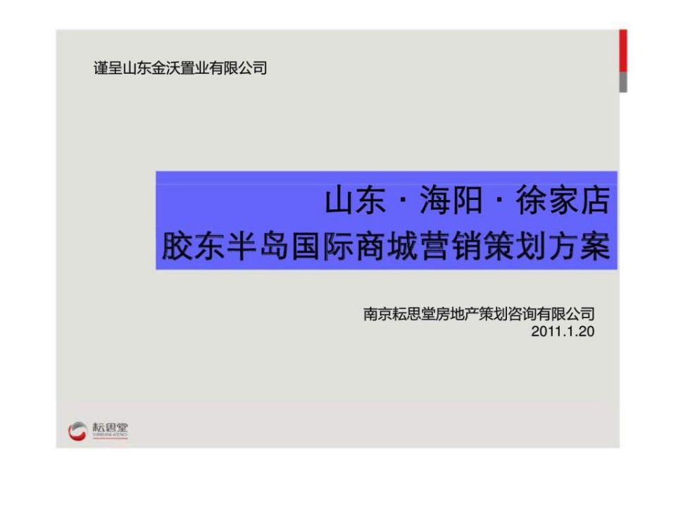 2011山东海阳徐家店胶东半岛国际商城营销策划方案