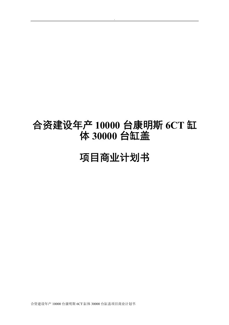 合资建设年产10000台康明斯6CT缸体30000台缸盖项目商业计划书