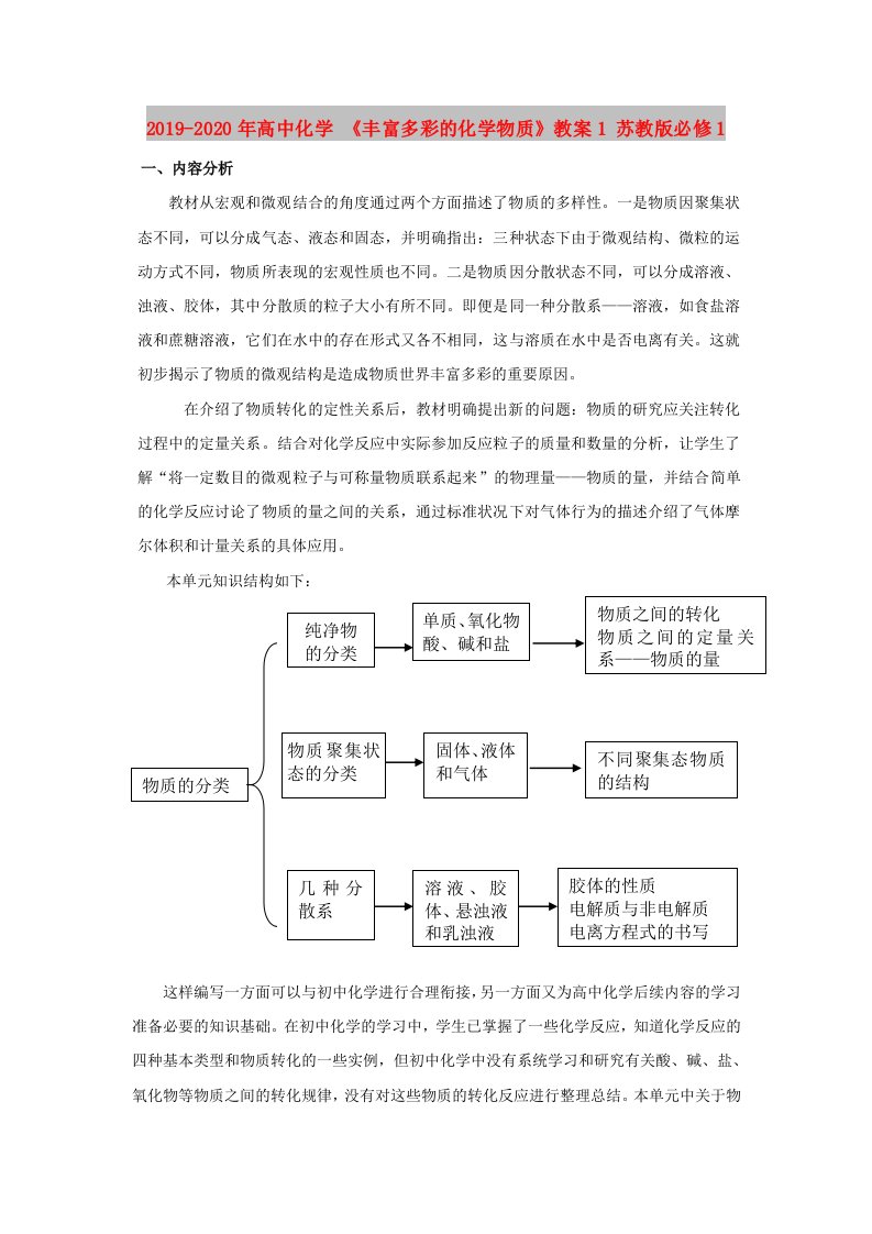 2019-2020年高中化学