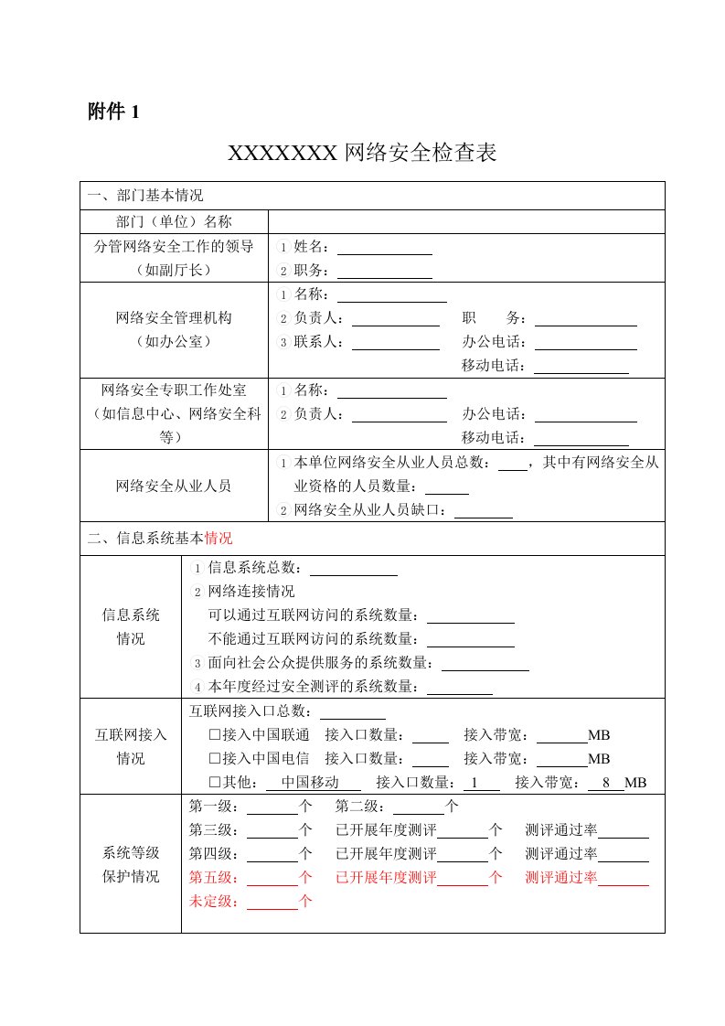 网络安全检查表