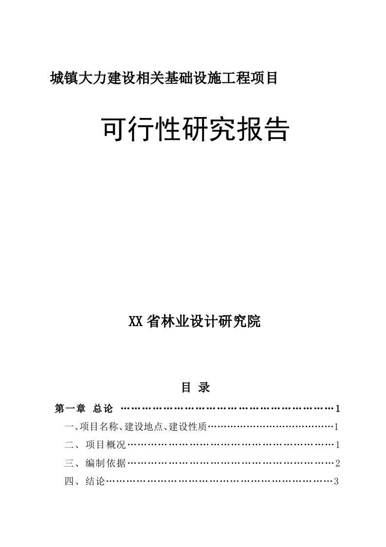 城镇大力建设相关基础设施工程项目可行性研究报告