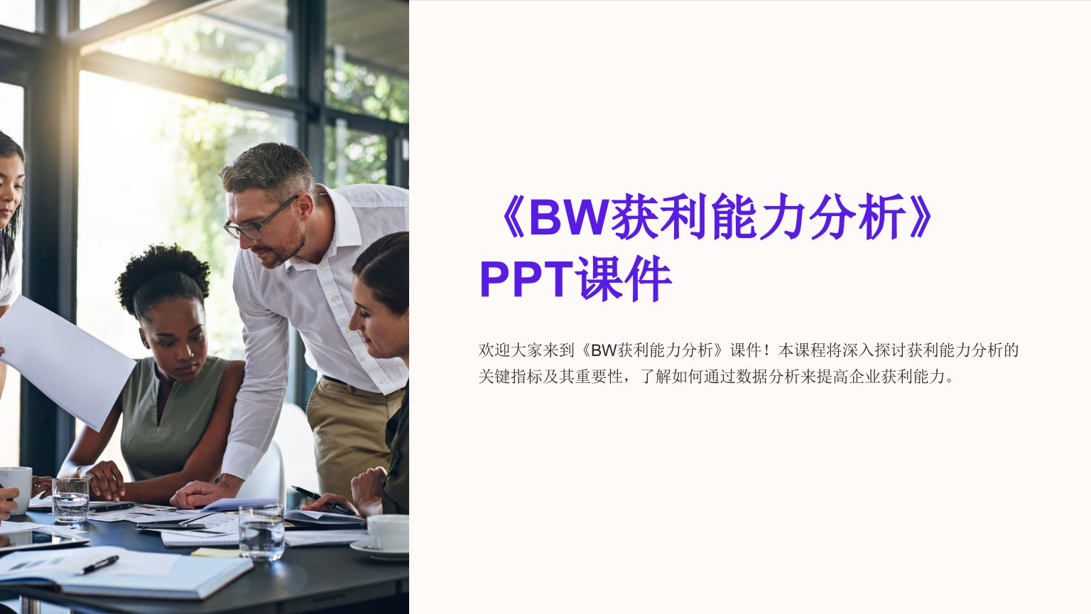 《BW获利能力分析》课件