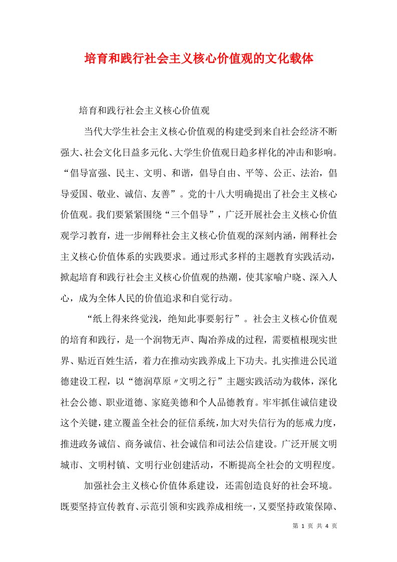 培育和践行社会主义核心价值观的文化载体（三）