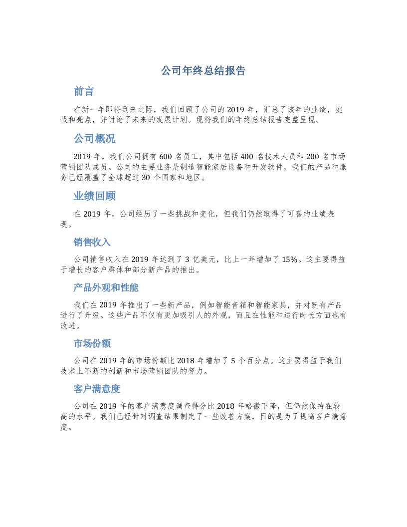 公司年终总结报告