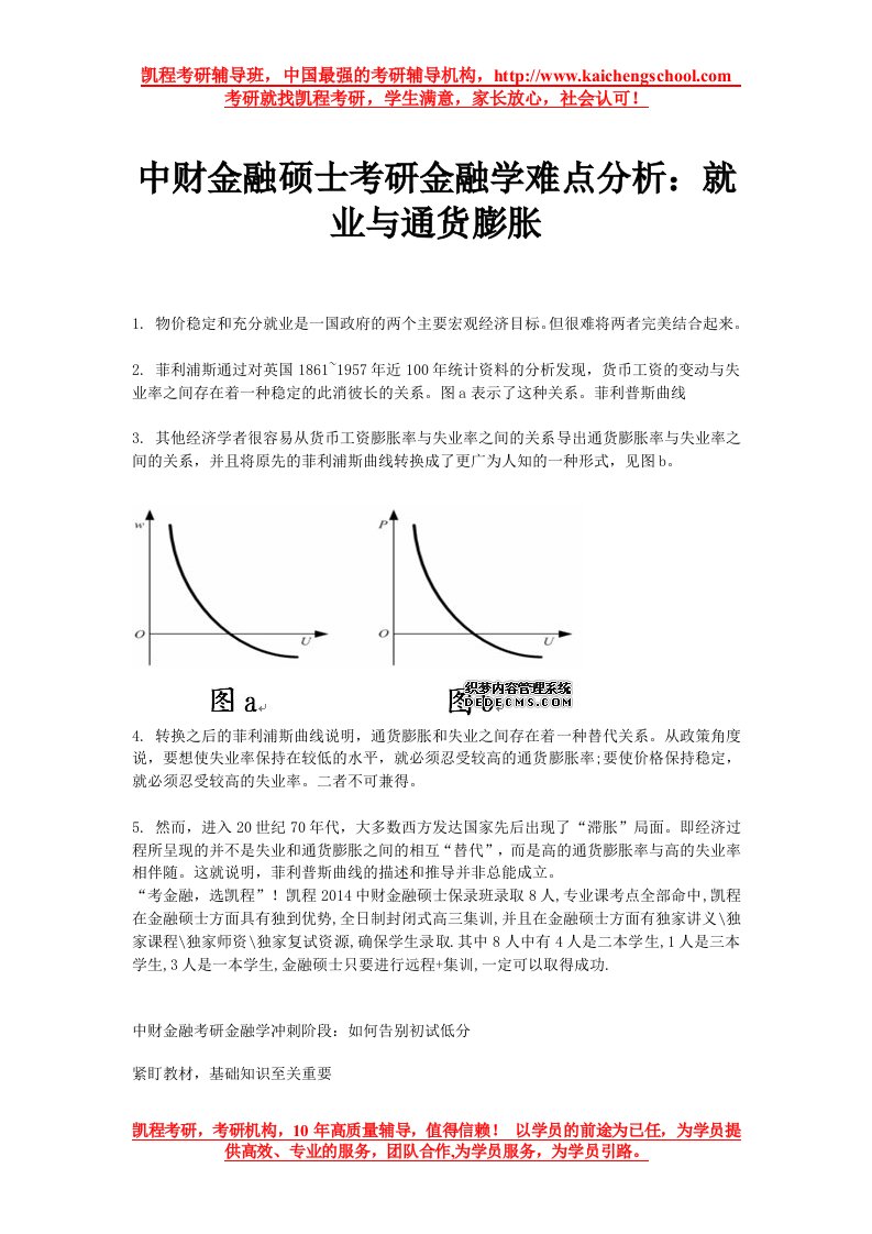 中财金融硕士考研金融学难点分析：就业与通货膨胀