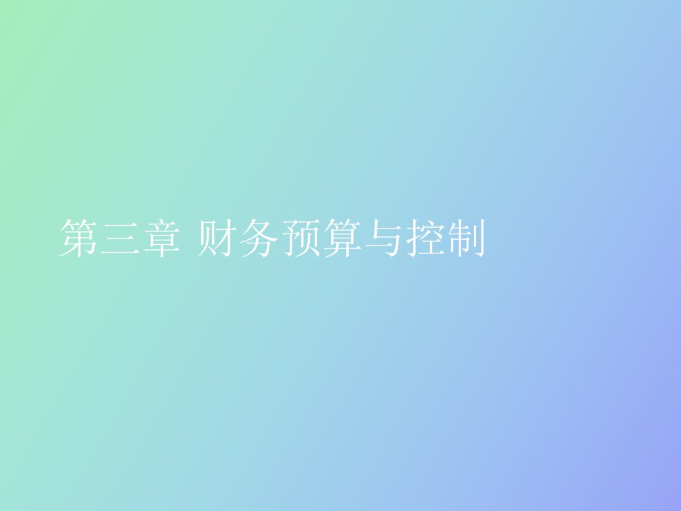 财务预算与控制