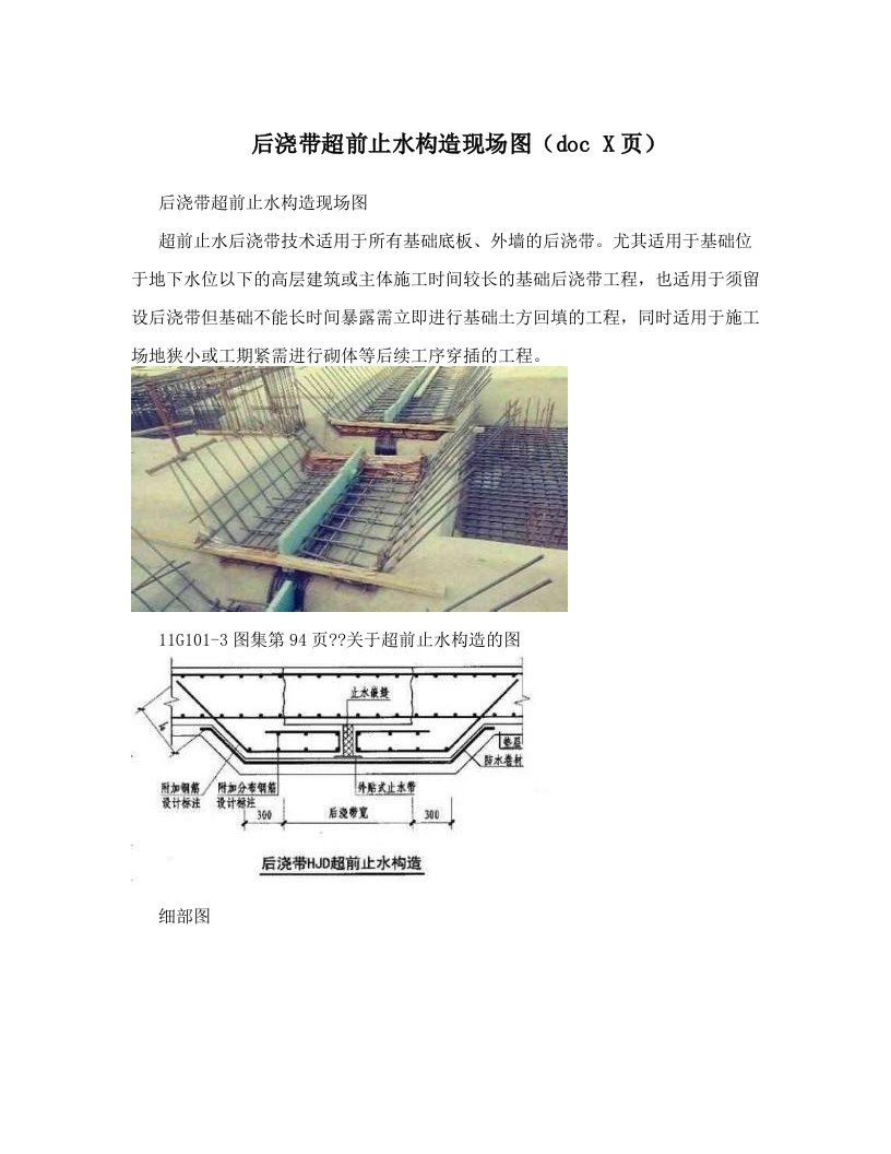 后浇带超前止水构造现场图（doc+X页）