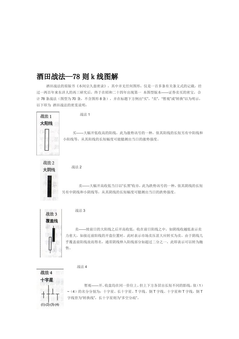 酒田战法----78则K线图解