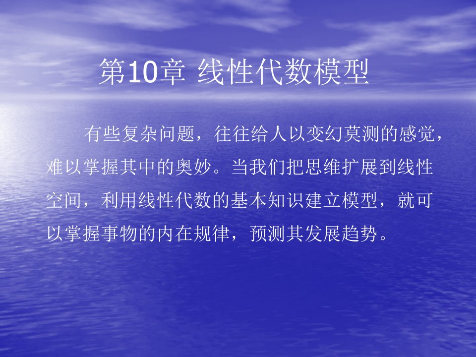 第10章线性代数模型