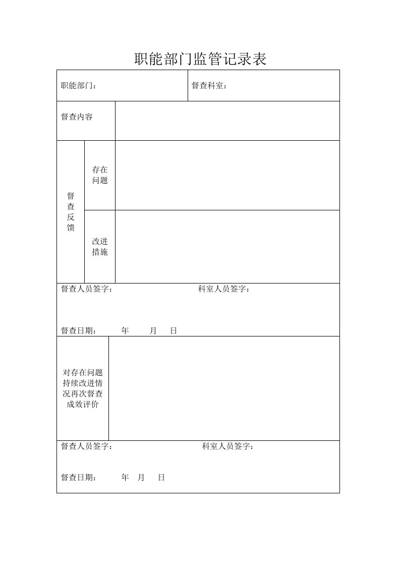 职能部门监管记录表70712