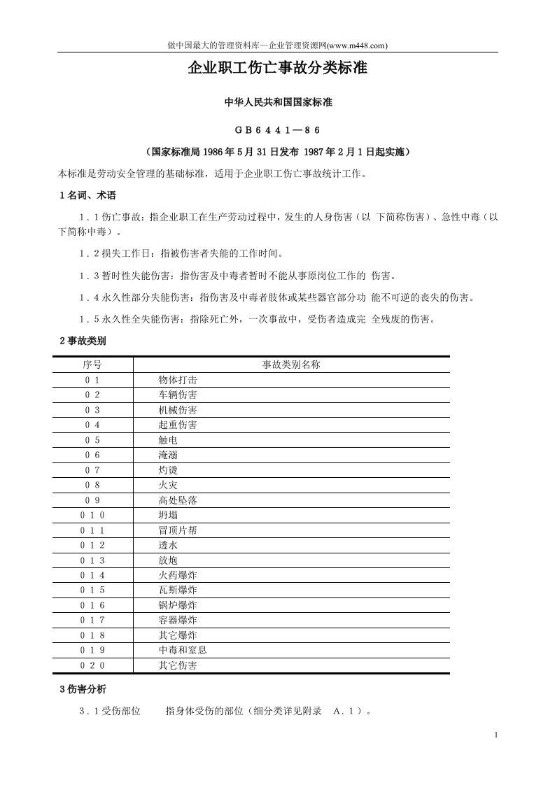 GB6441-86企业职工伤亡事故分类标准（doc12)-工艺技术