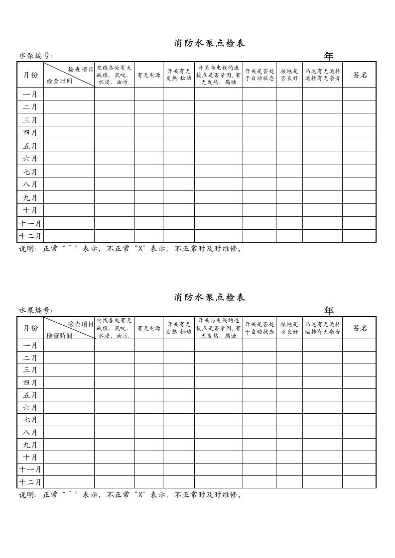 261-消防水泵点检表