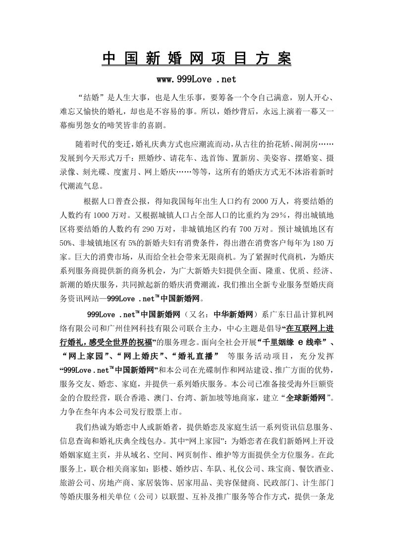 精品文档-中国新婚网项目方案