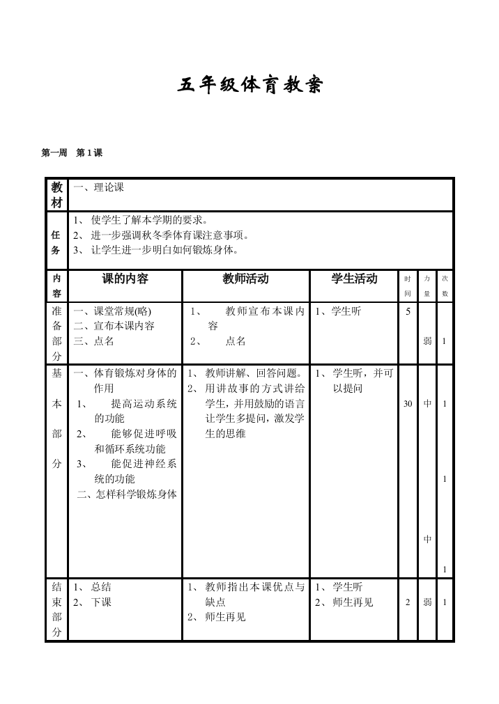 苏教五年级下册体育课下册