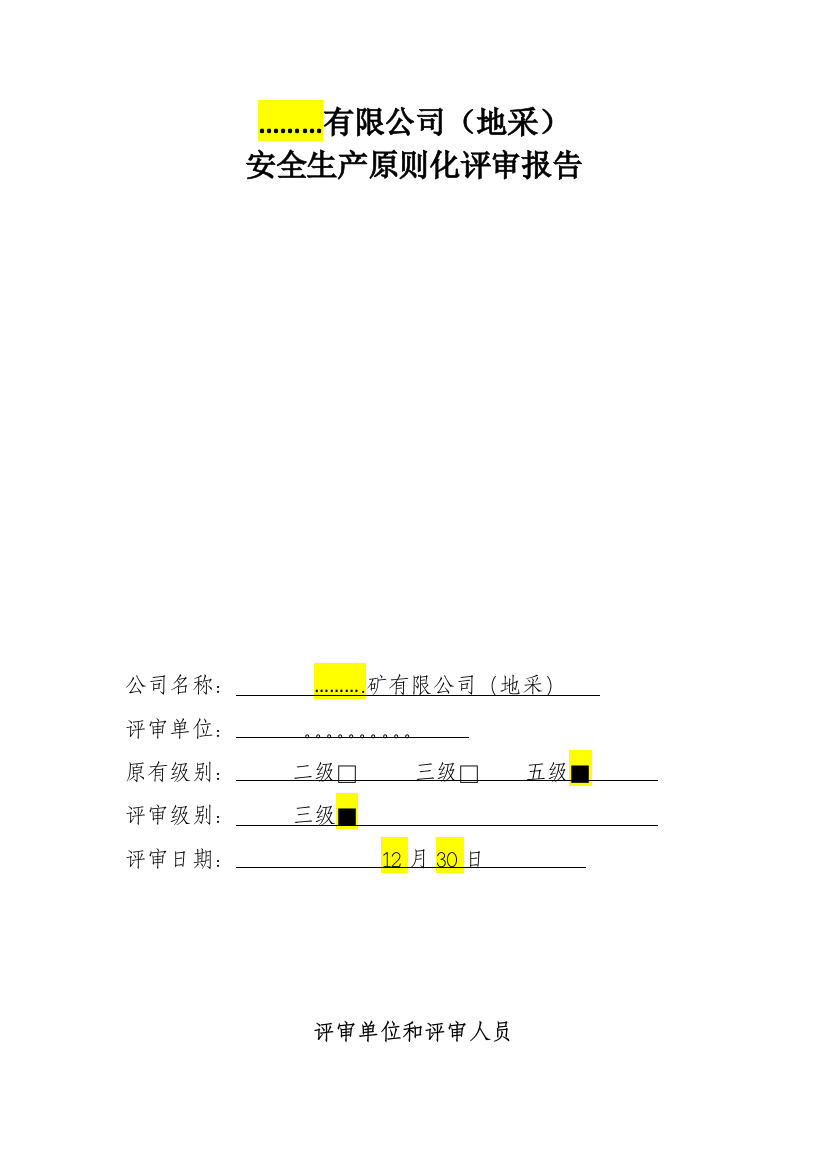 安全标准化评审报告范本样本