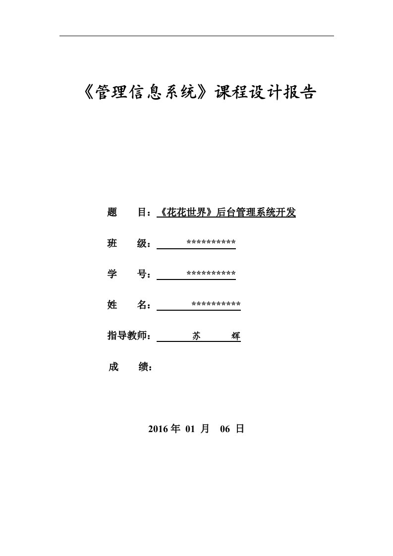 管理信息系统课程实践报告