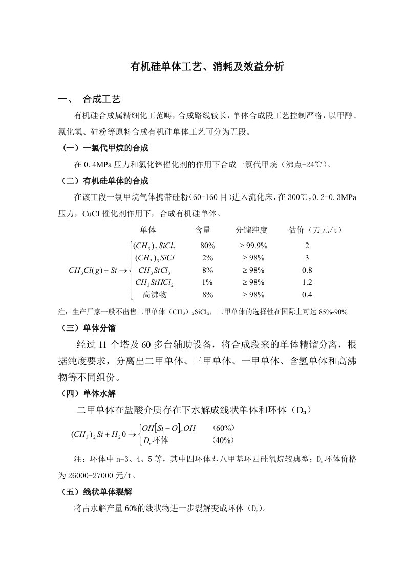 有机硅单体生产工艺