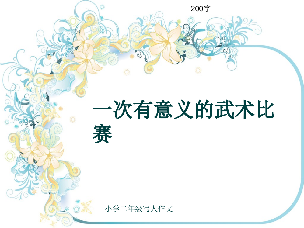 小学二年级写人作文一次有意义的武术比赛200字