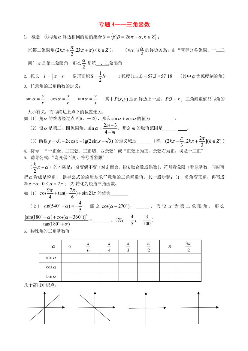 （整理版）专题4三角函数