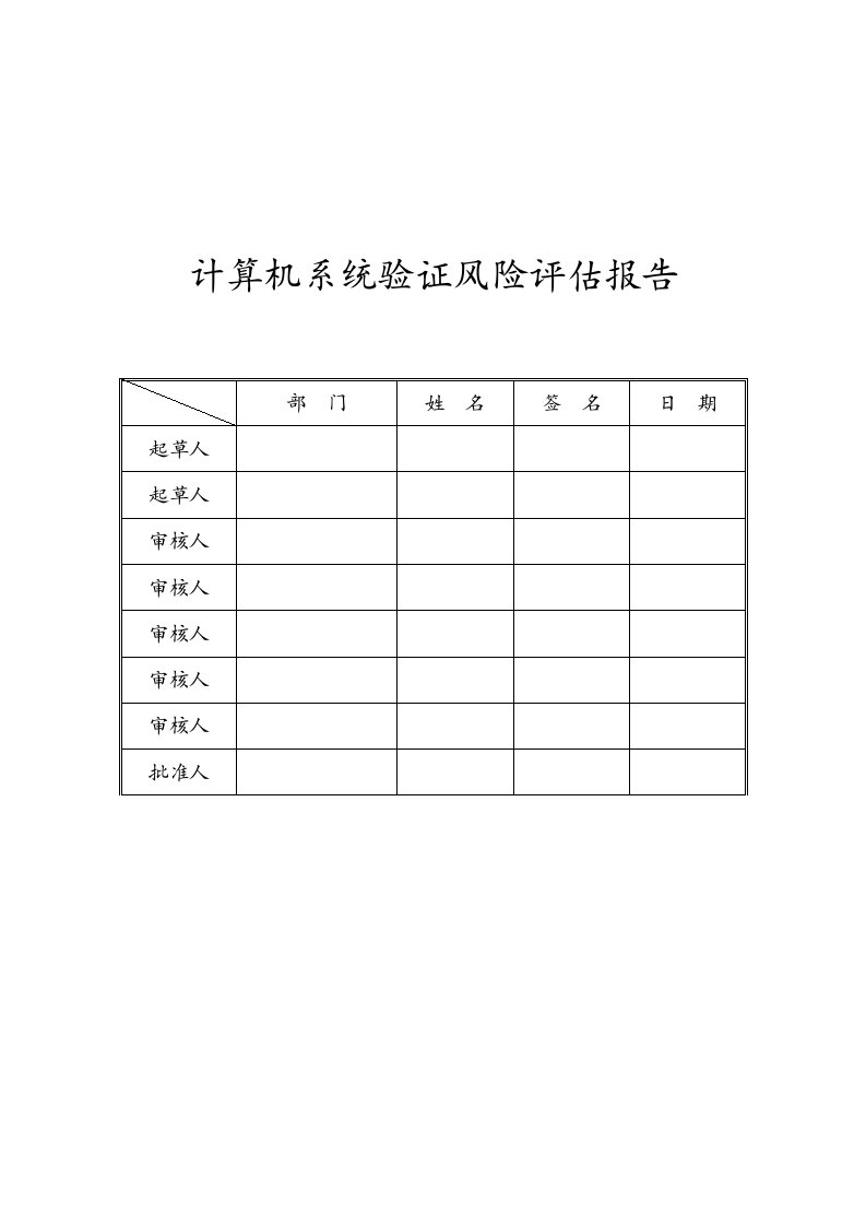 计算机化系统验证风险评估报告