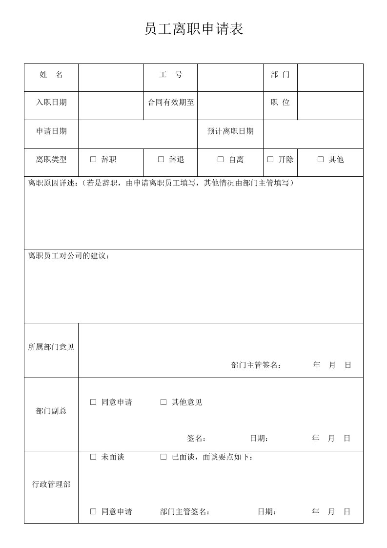 精品文档-24离职申请表