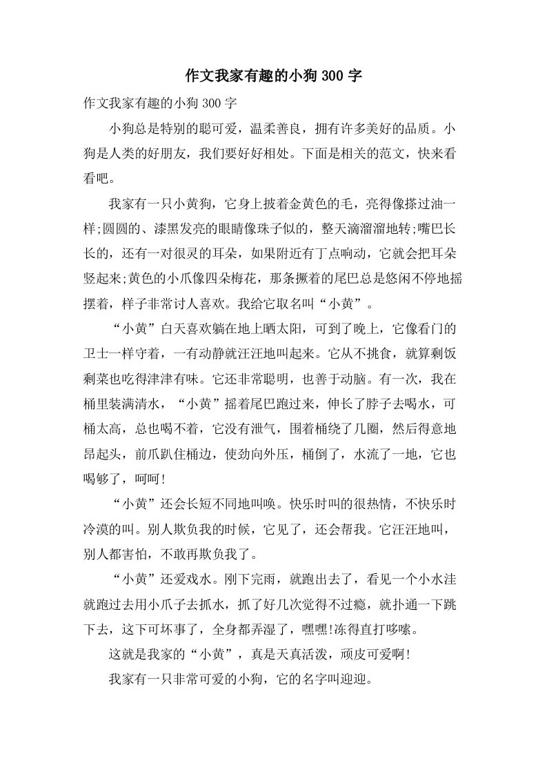 作文我家有趣的小狗300字