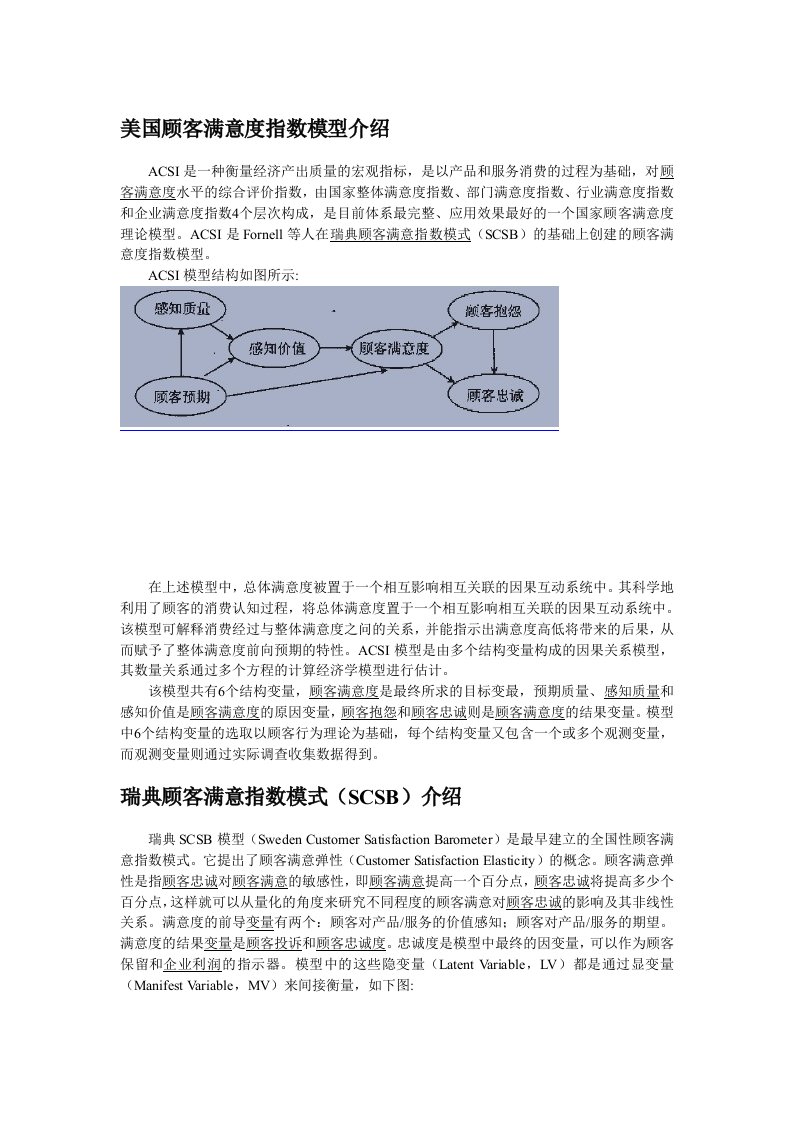 顾客满意度模型