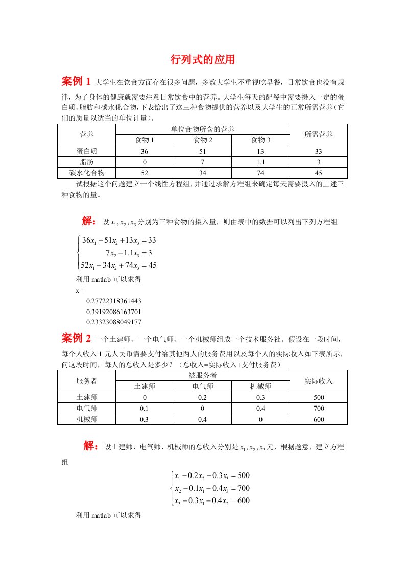 线性代数应用案例