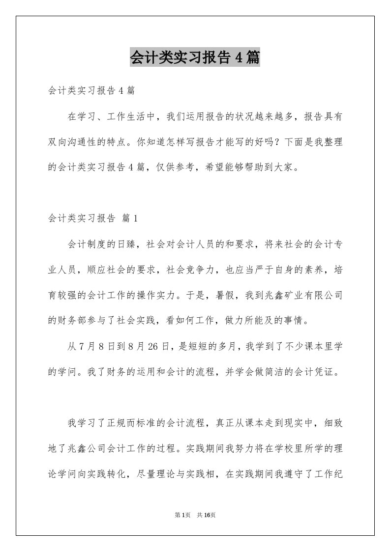 会计类实习报告4篇精选