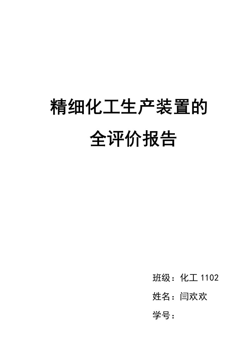 精细化工生产装置的安全评价报告