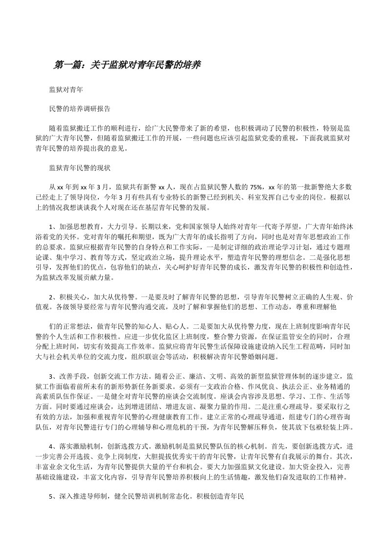 关于监狱对青年民警的培养[修改版]