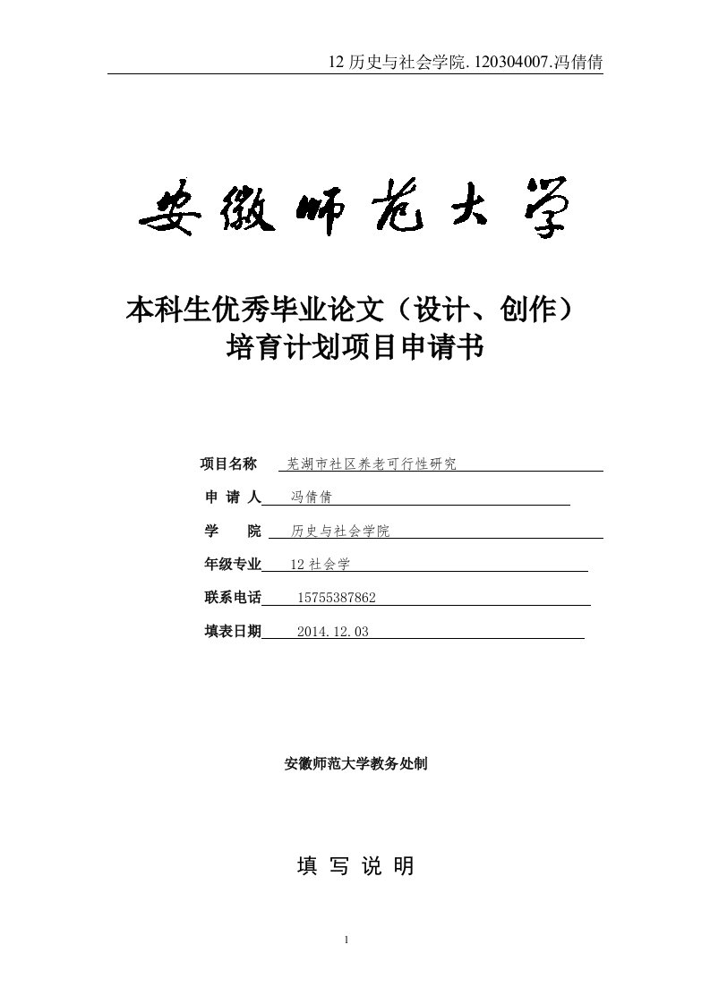 芜湖市社区养老可行性研究本科毕业论文申报书