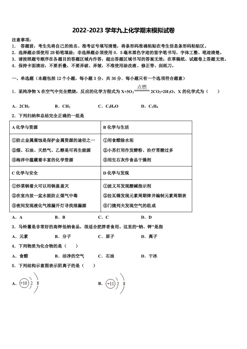 2022年河南省洛阳市东方第二中学化学九年级第一学期期末质量检测试题含解析