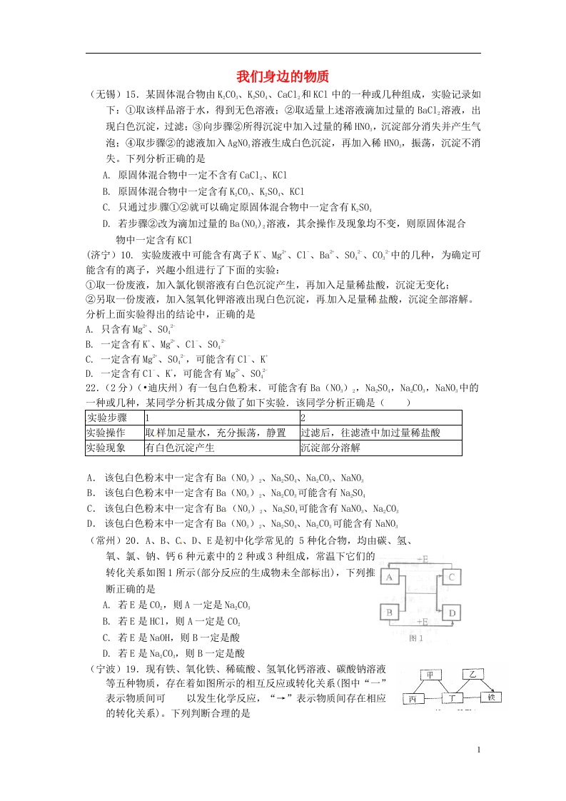 云南省广南县篆角乡初级中学校中考化学试题汇编