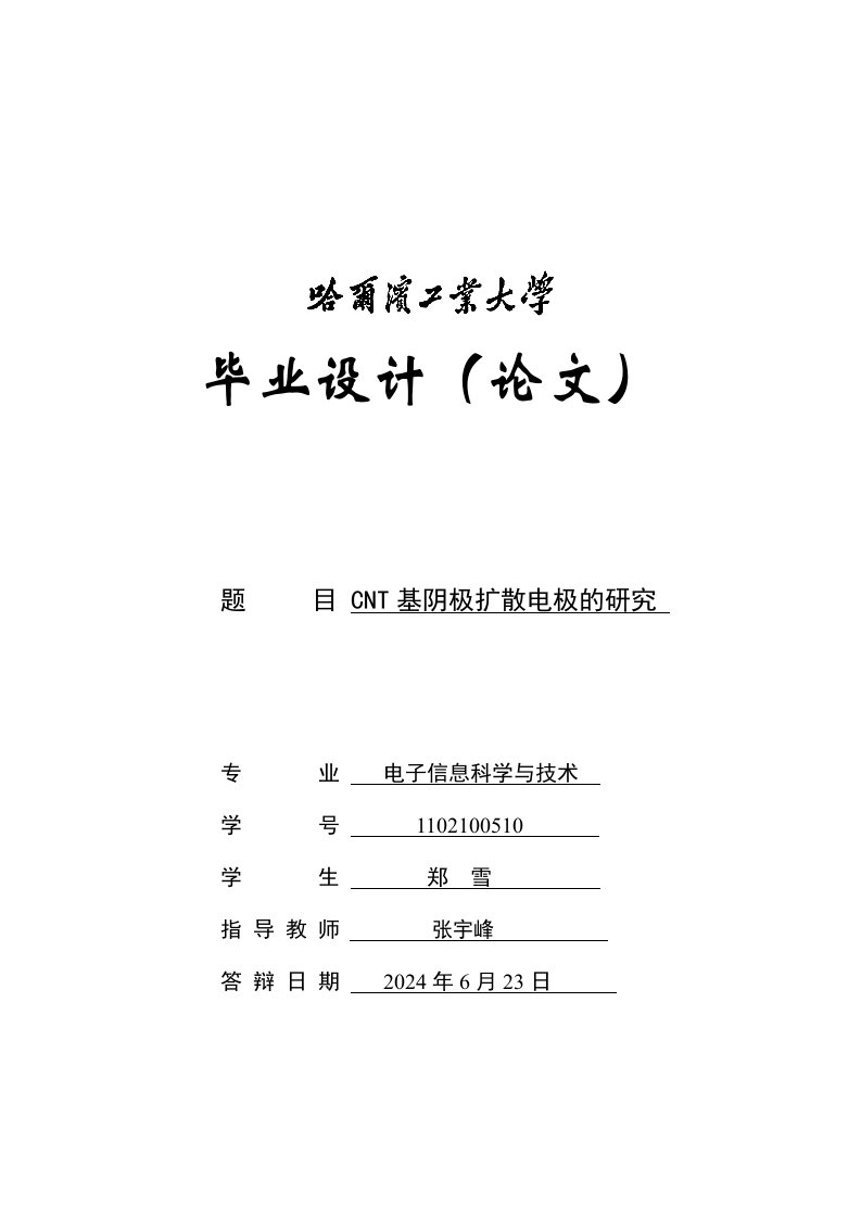 CNT基阴极扩散电极的研究毕业