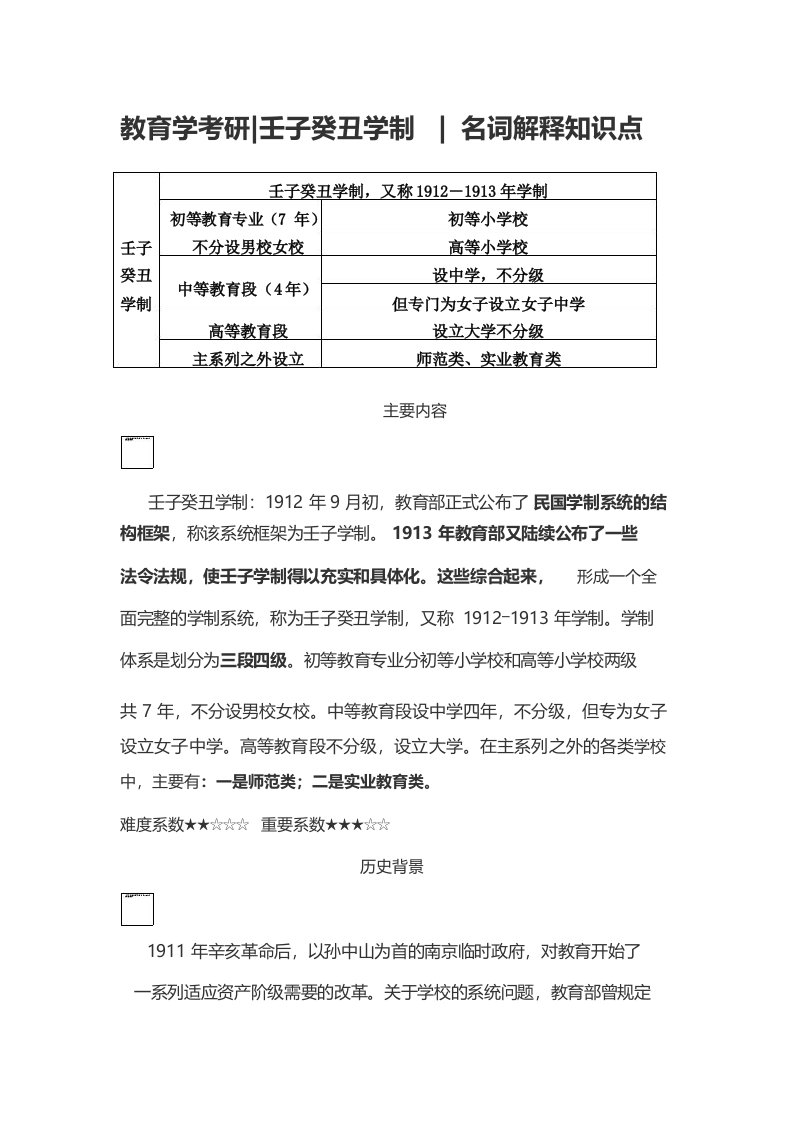 教育学考研壬子癸丑学制