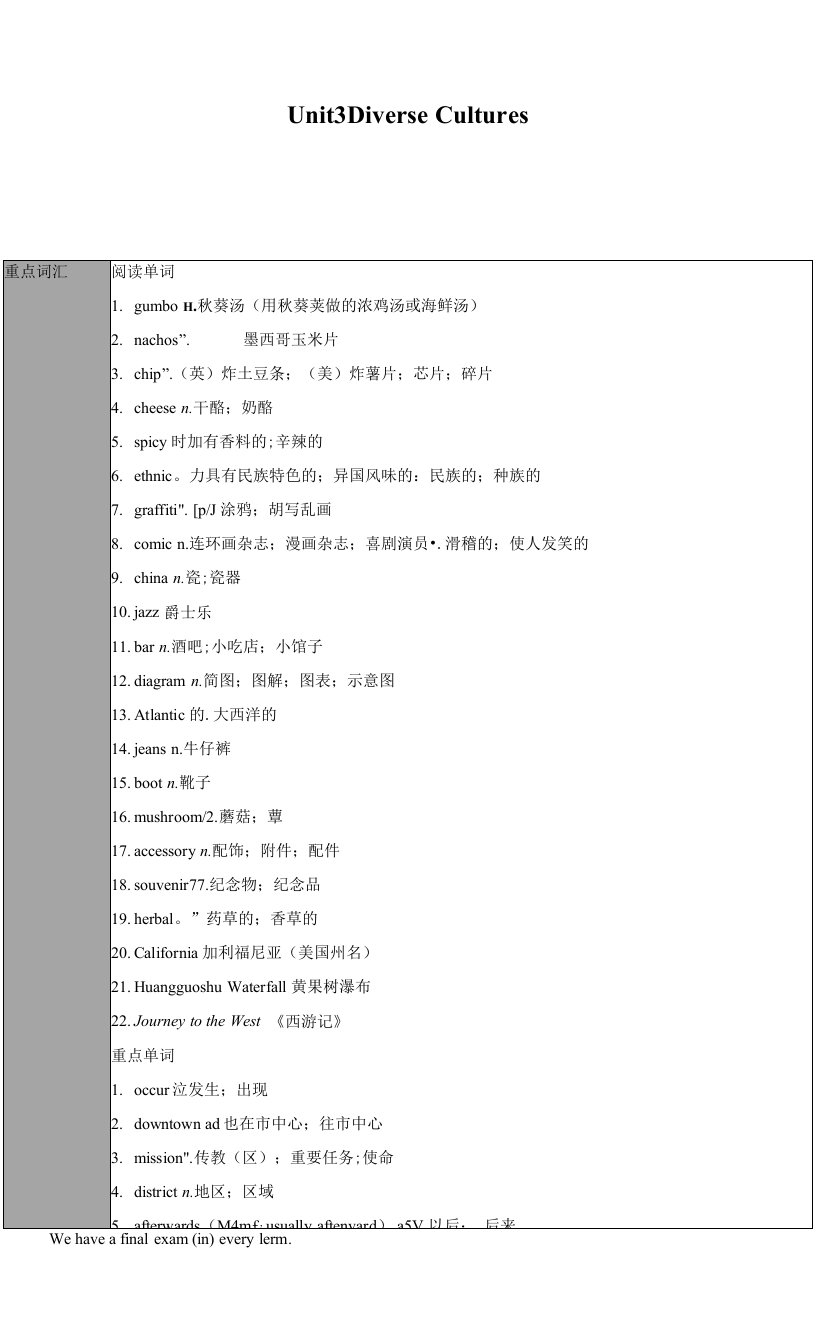 专题14-必修第3册Unit3DiverseCultures（教师版）2023届高三英语总复习（人教版2019）